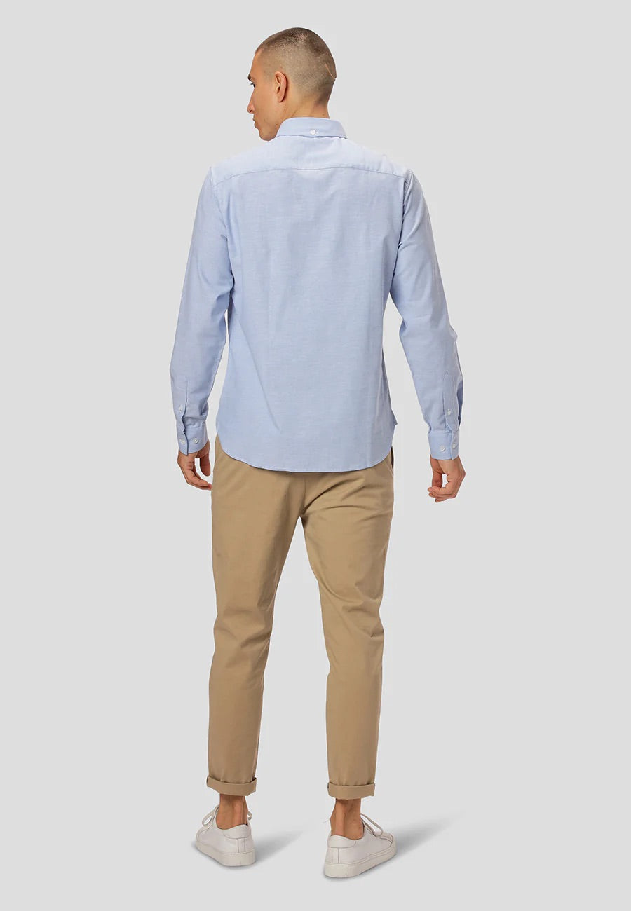 Oxford Stretch plain L/S Light Blue