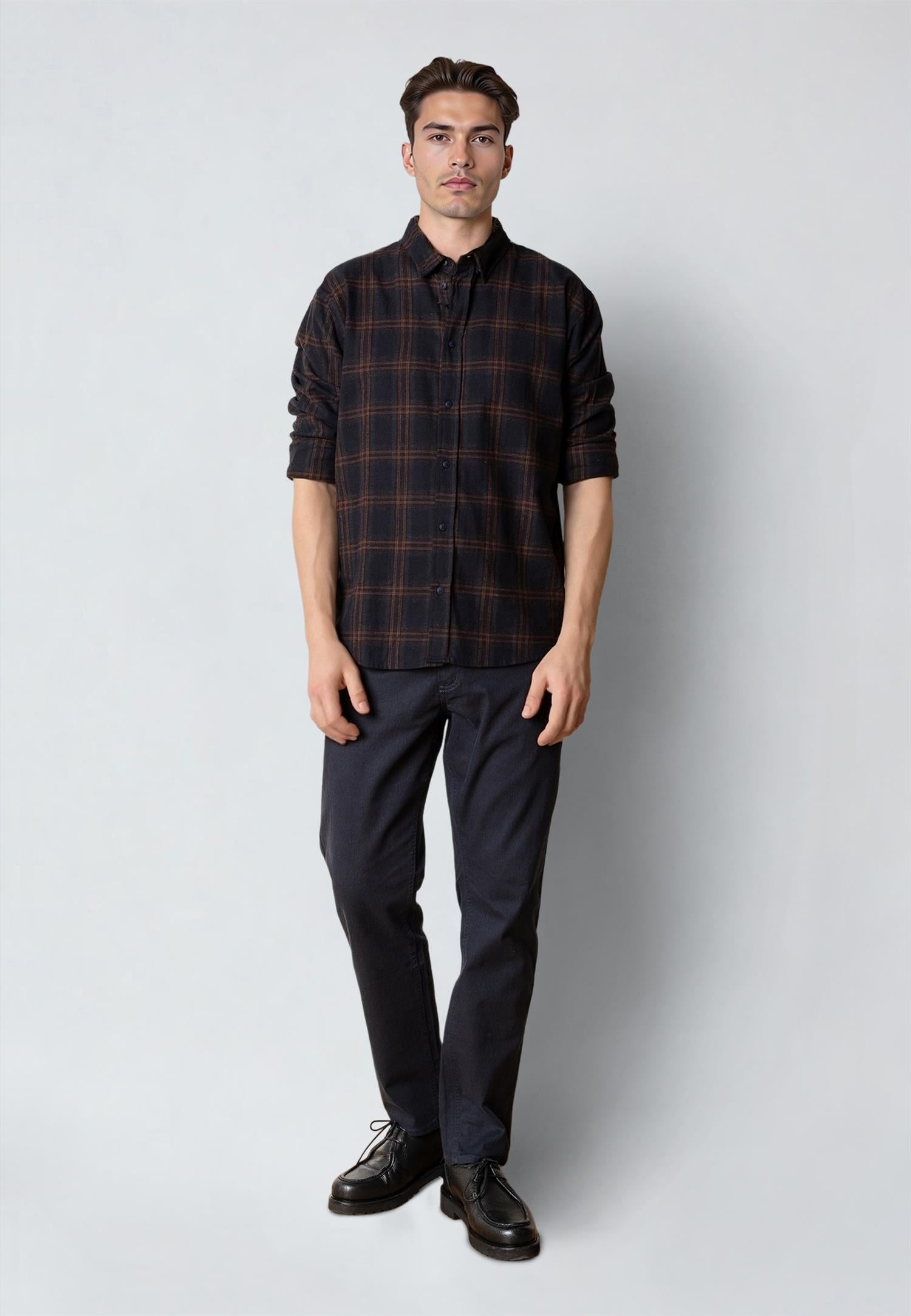 Dylan Checked Flannel Shirt Dark Navy 04