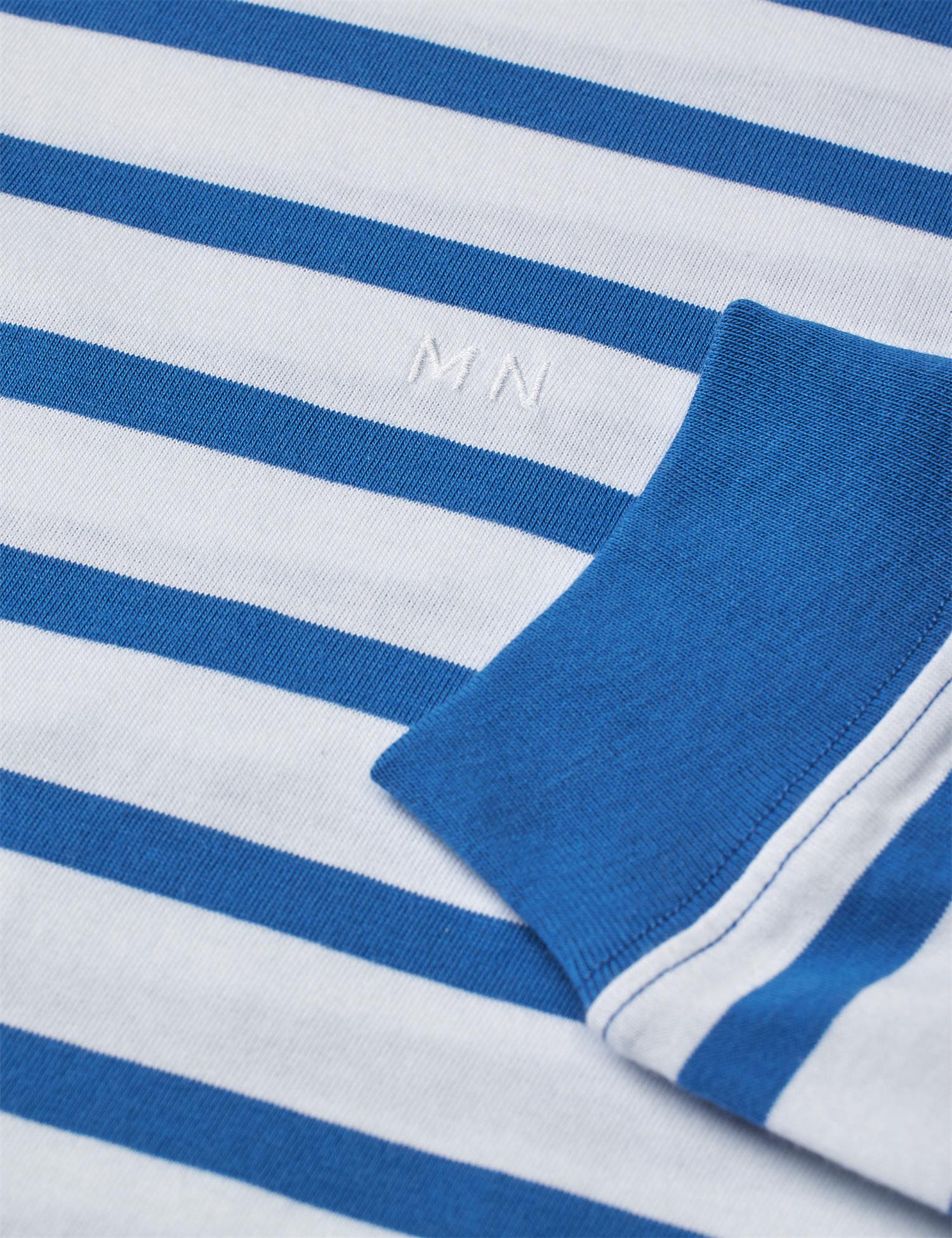 Cotton Jersey Stripe Frode Tee Ls Bright Cobalt/White