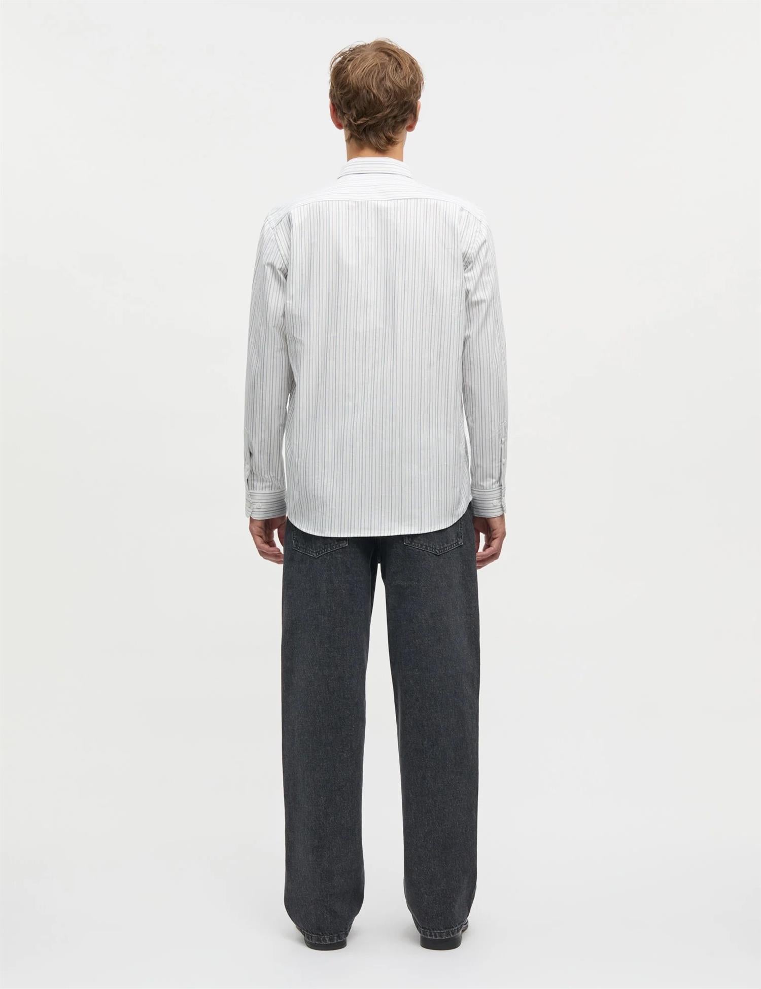 Cotton Oxford Sune stripe Deep Sea