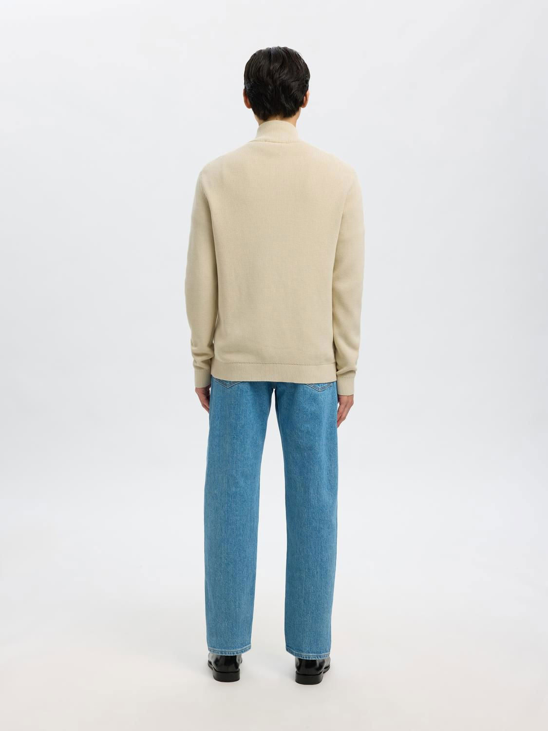 Slmdane Ls Knit Structure Full Zip Noos Oatmeal
