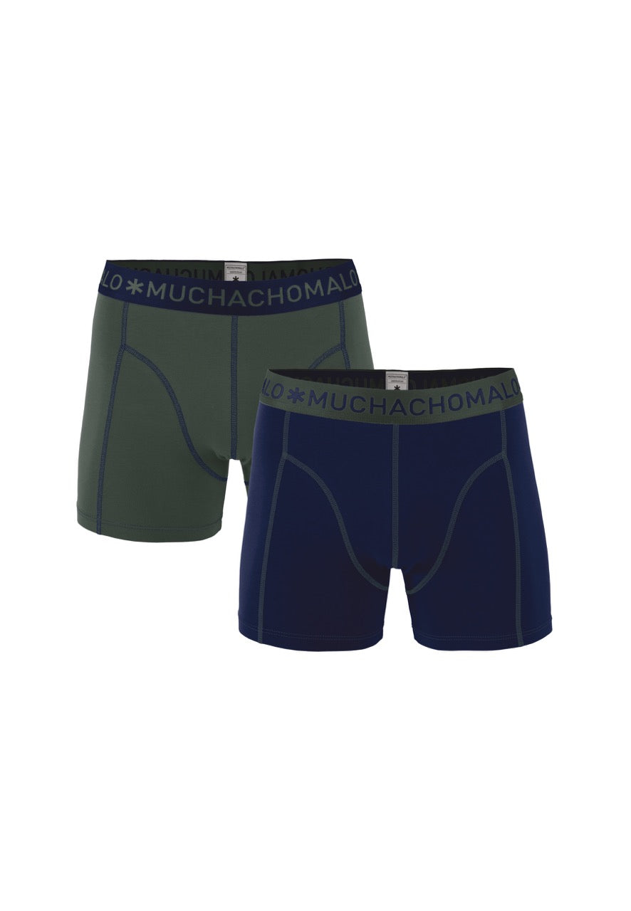 1010 2pk Solid Boxer 163 Navy Green/Deep Blue
