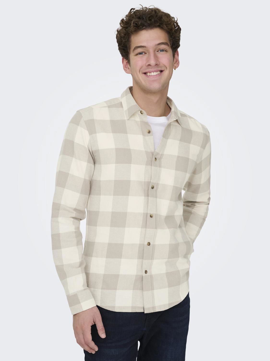 Onsgudmund Ls Checked Shirt Noos Antique White