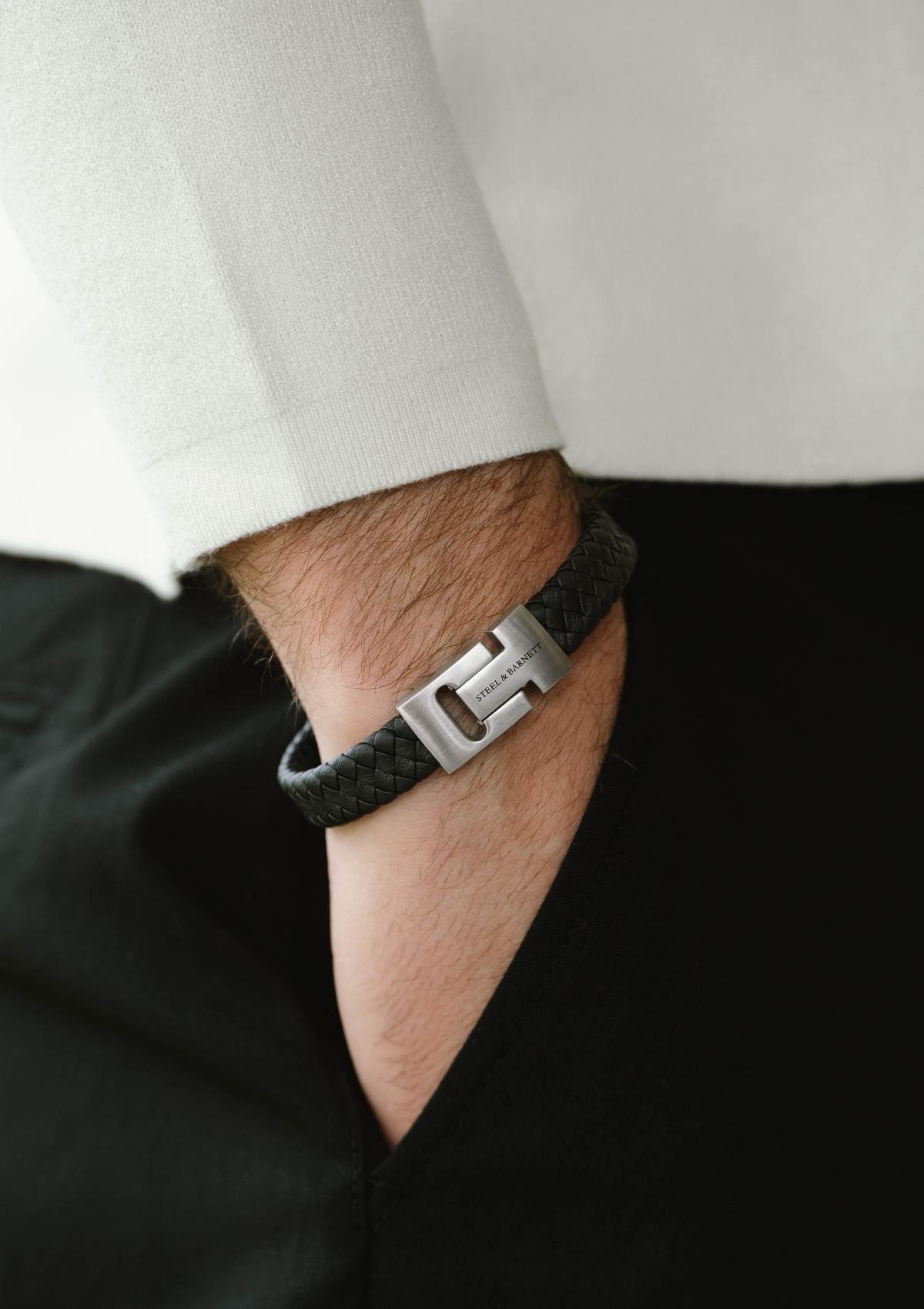 Leather Bracelet Harrison Black Silver