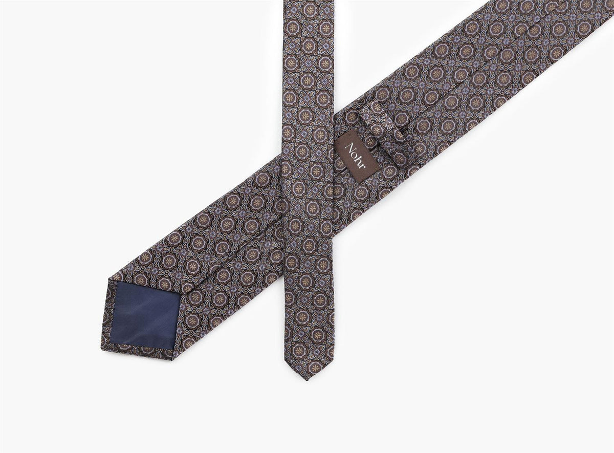 Nohr Elias Silk Tie 7,6 Cm Mørk Brun 19