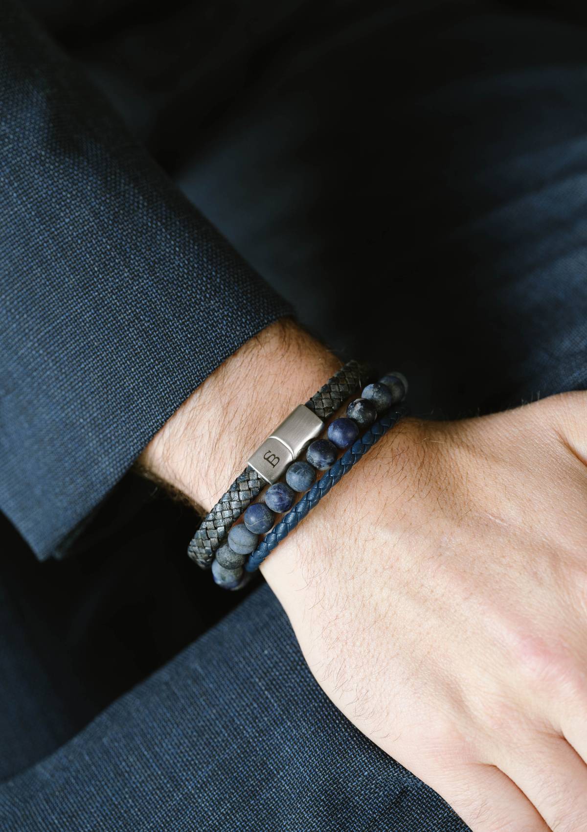 Leather Bracelet Luke Landon Jeans Blue