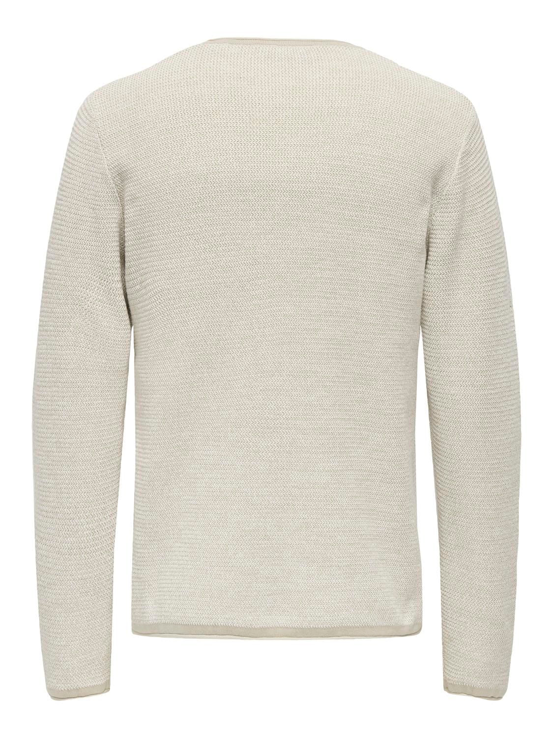Onseric Reg 12 Struc Crew Knit Noos Silver Lining W. Cloud Dancer
