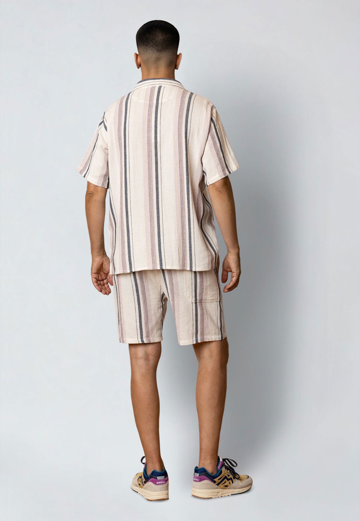 Costa Shorts Ecru/Violet Ice Striped