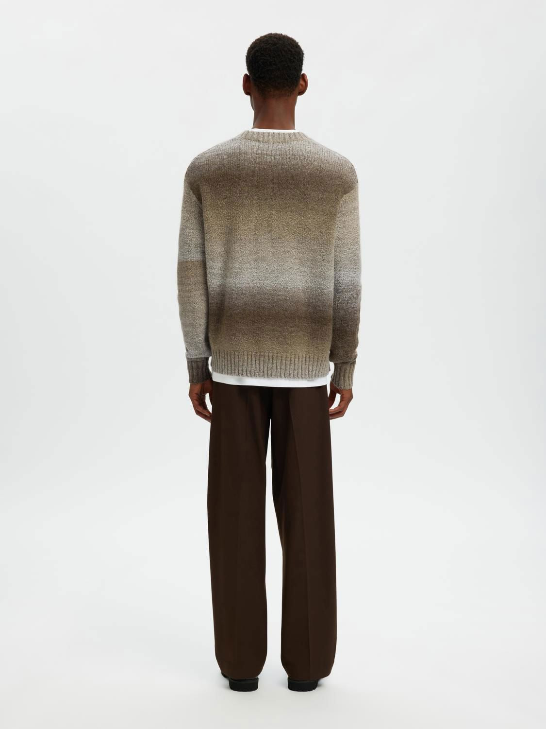 Slhgaard Relaxed Ls Knit Crew Neck Noos Chinchilla Multi Color