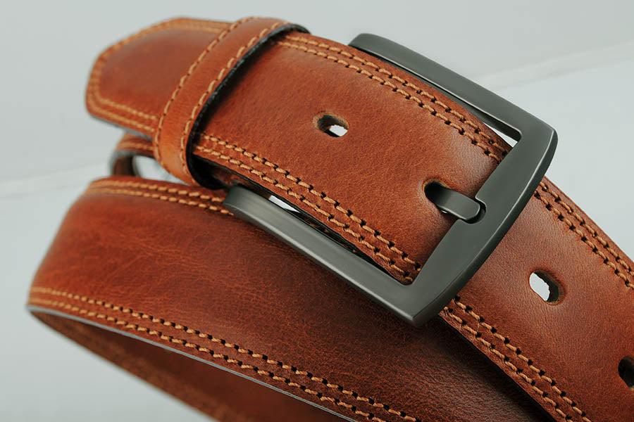 Leather belt Cognac
