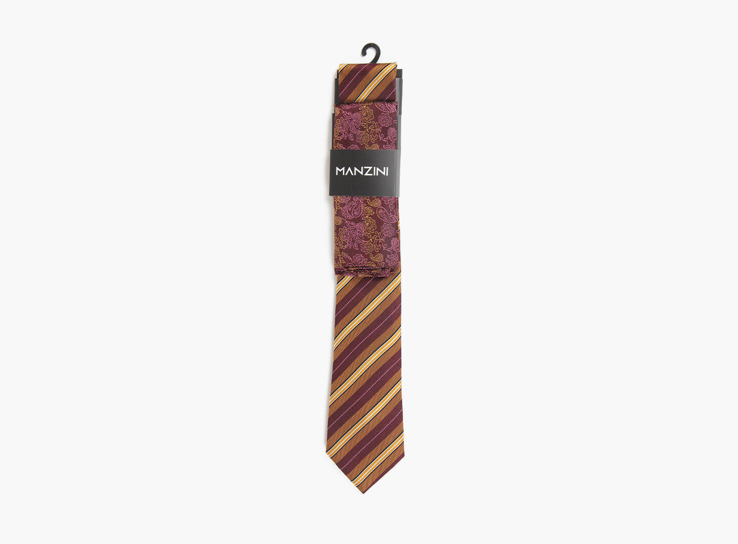 Silk 100% tie 7.6 cm With handky Burgundy