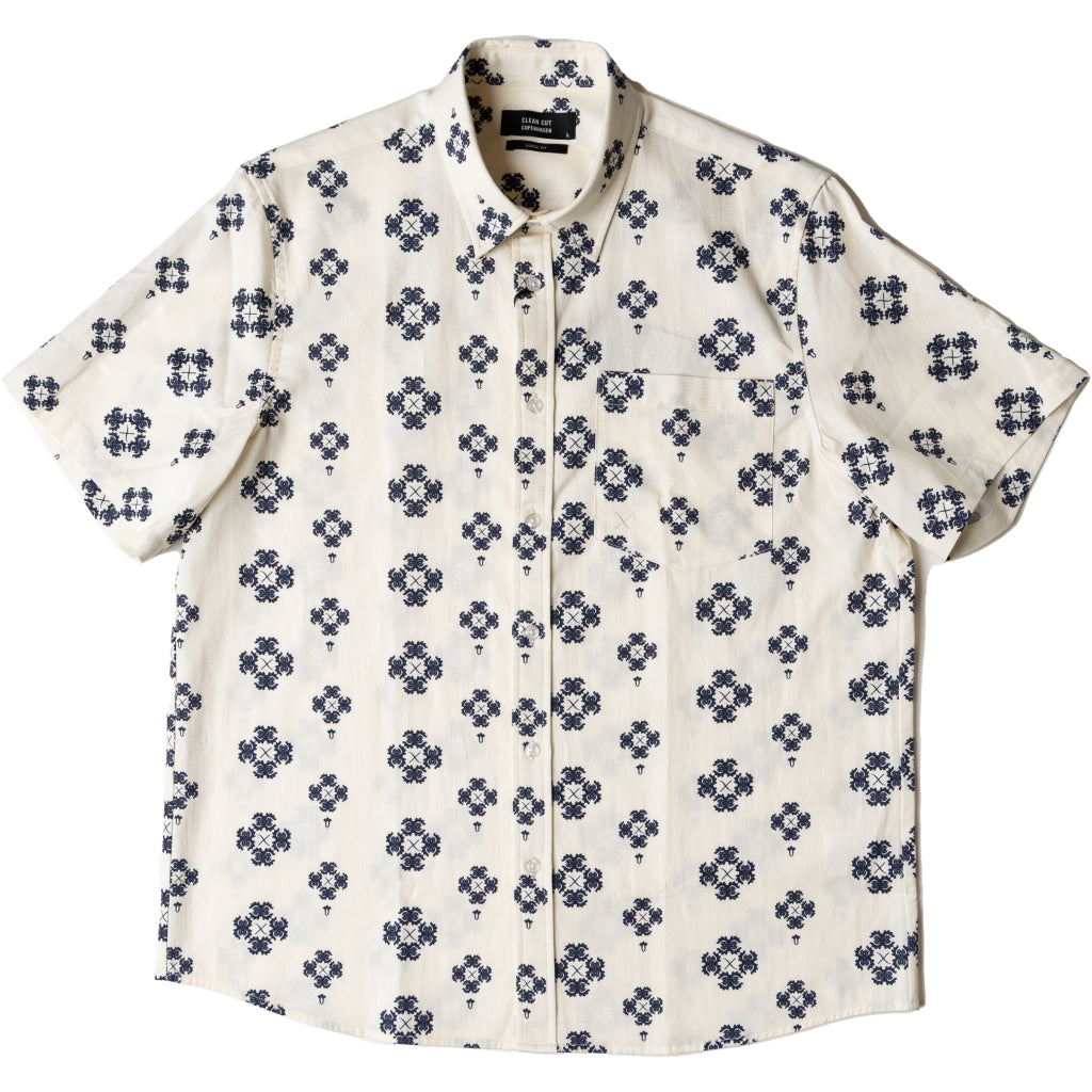 Tommy S/S shirt Ecru/Navy