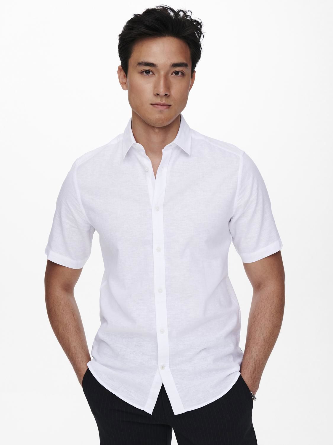 Onscaiden Life Ss Solid Linen Blend Noos White