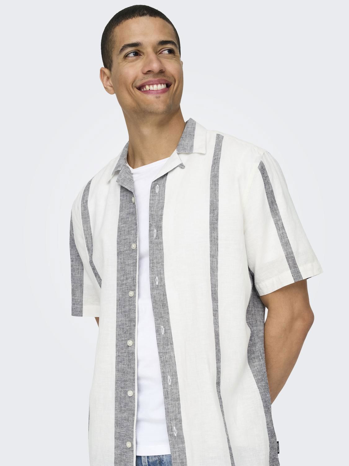Onscaiden Life Stripe Res Linenblendnoos Cloud Dancer
