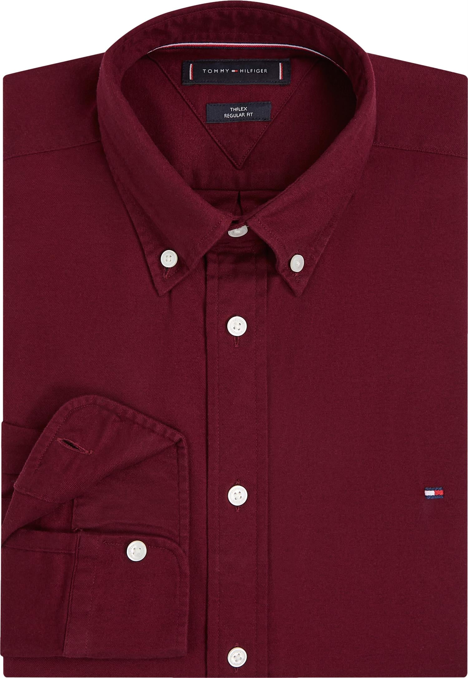 Flex Flannel Solid Rf Shirt Deep Rouge