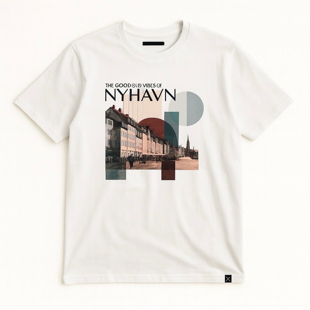 Nyhavn Collage Organic T-Shirt White