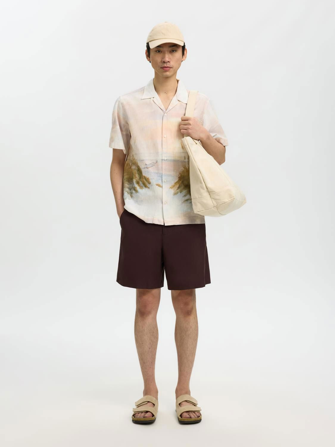 Slhregkelso Sunset Ss Shirt Dusty Blue Boat