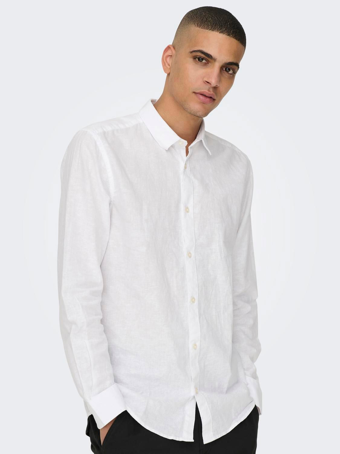 Onscaiden Life Ls Solid Linen Blend Noos White