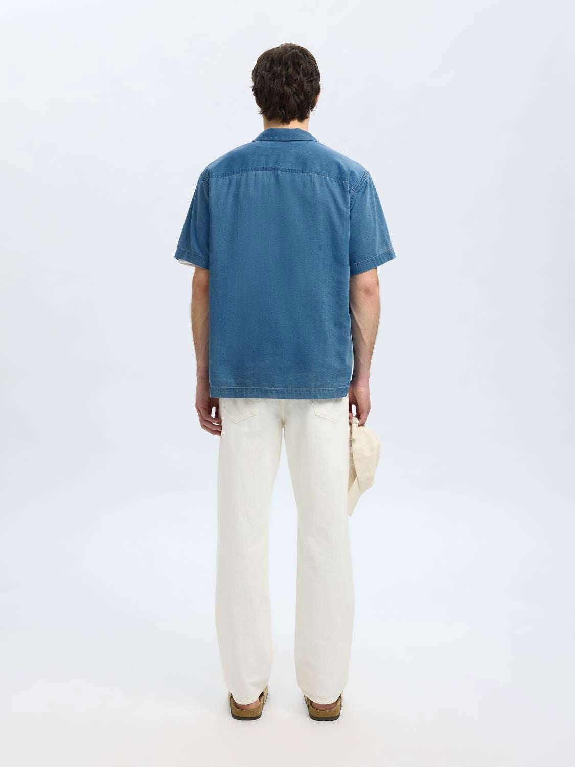 Slhrlxrick Denim Ss Shirt Medium Blue Denim