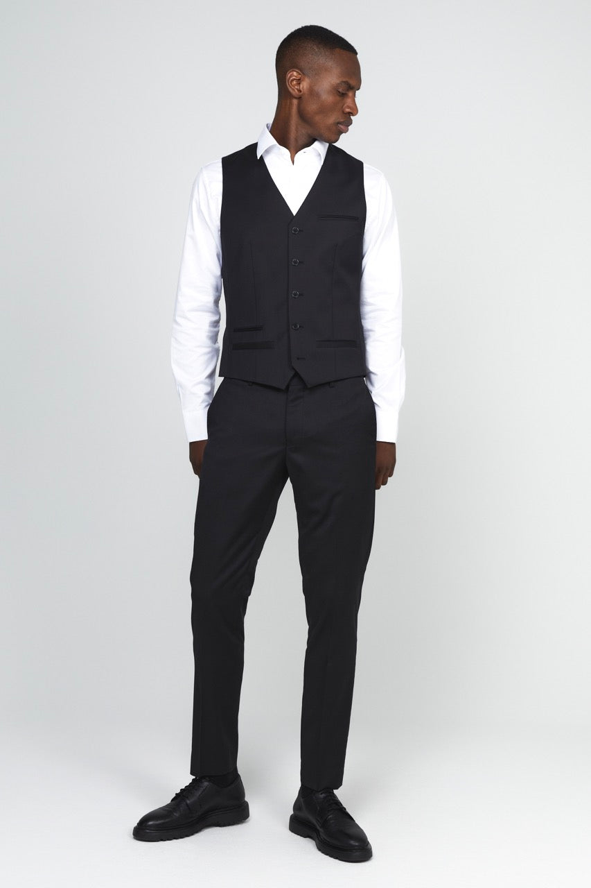 Breck Stretch Suit Vest Black