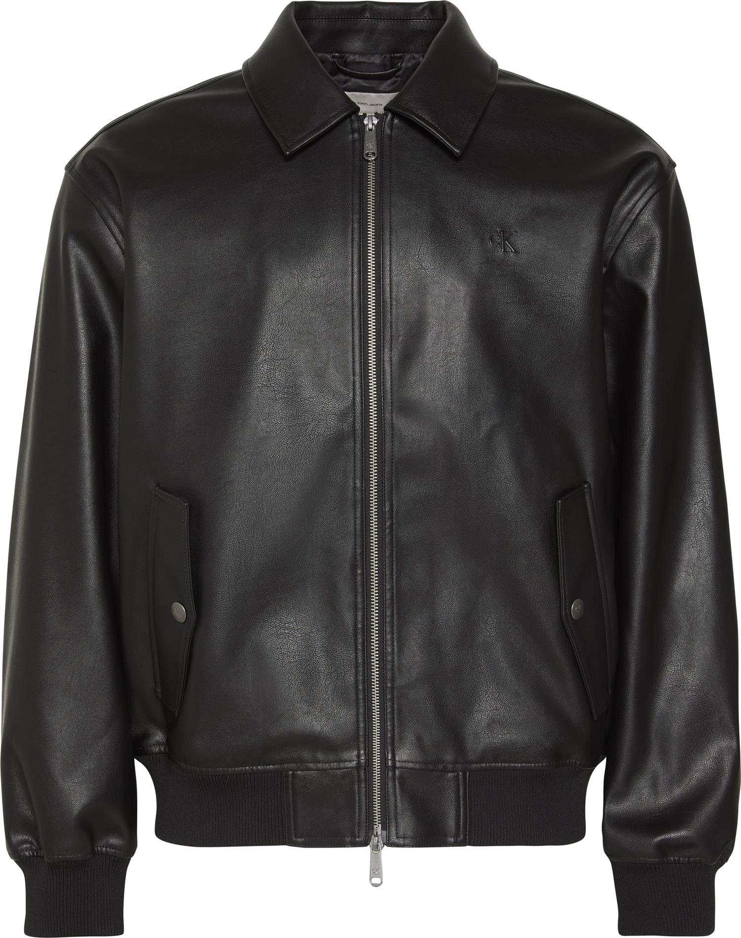 Ls Faux Leather Bomber Jacket Black