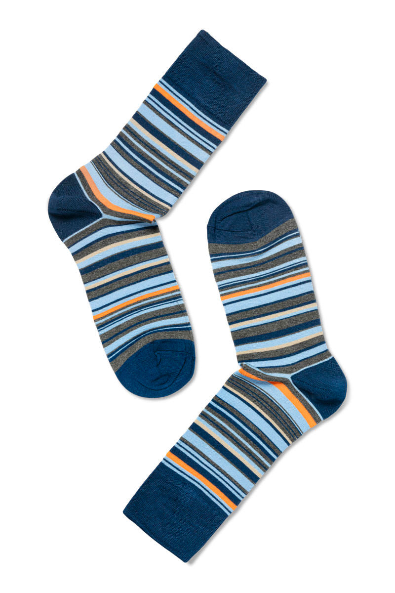 Eton Bamboo Multi stripe Socks Navy/Beige