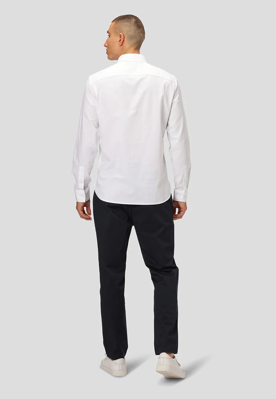 Oxford Stretch plain L/S White01