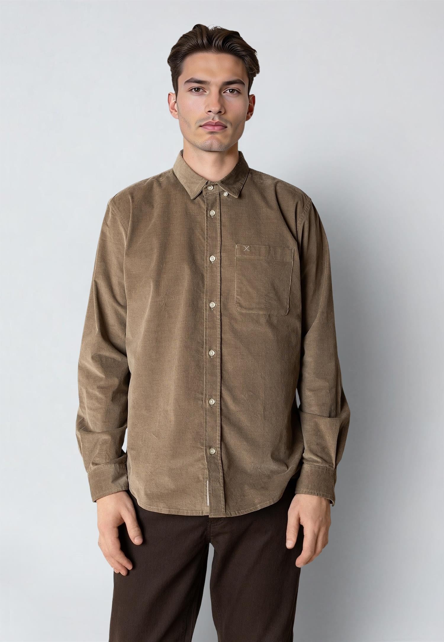 Ferris Corduroy Shirt Brindle Beige