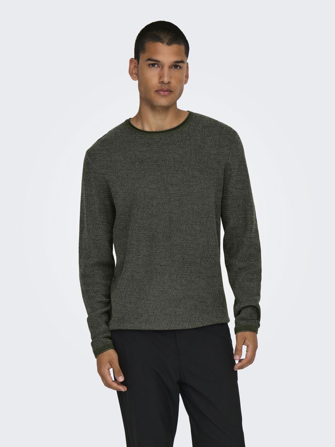 Onseric Reg 12 Struc Crew Knit Noos Rosin W. Castor Gray