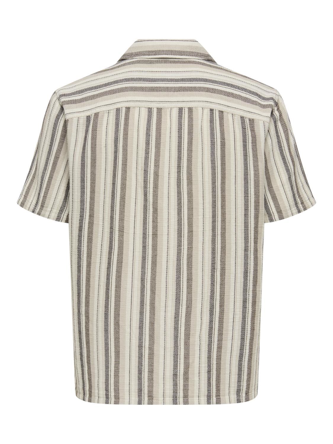 Onstrev Life Reg Stripe Ss Shirt Noos Gardenia Coffee Bean / Teak / Irish Cream