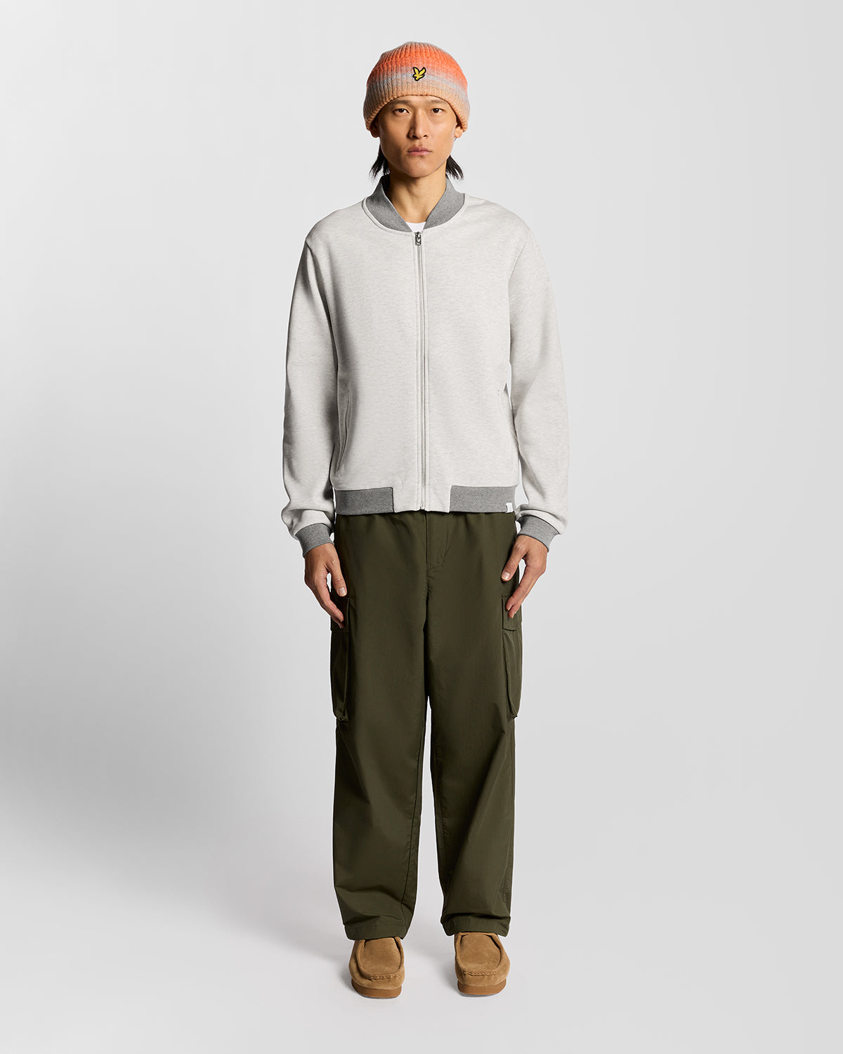 Half Raglan Jersey Bomber Light Grey Marl