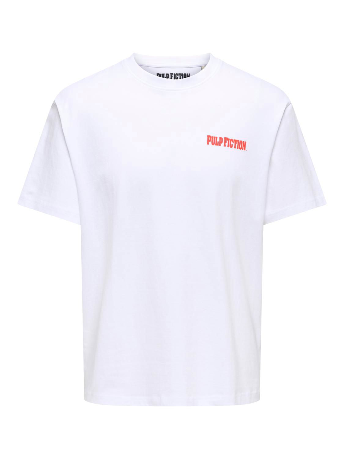 Onspulp Fiction Life Rlx Ss Lic Tee Bright White Red Pulp Fiction