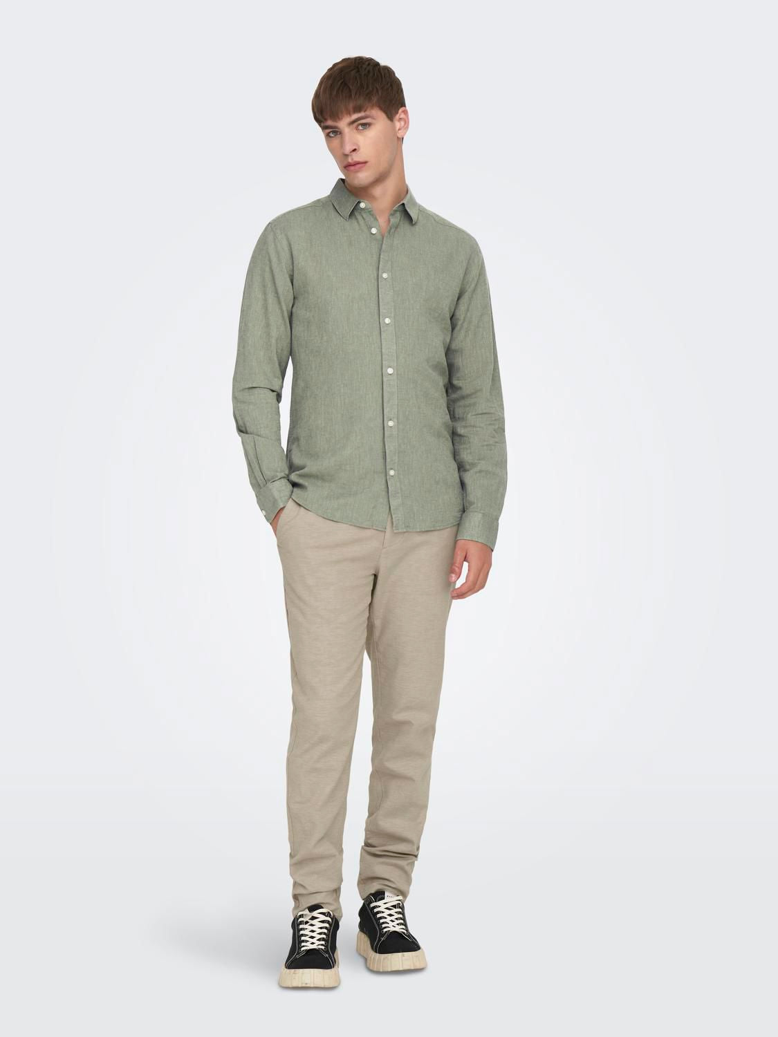 Onscaiden Life Ls Solid Linen Blend Noos Swamp