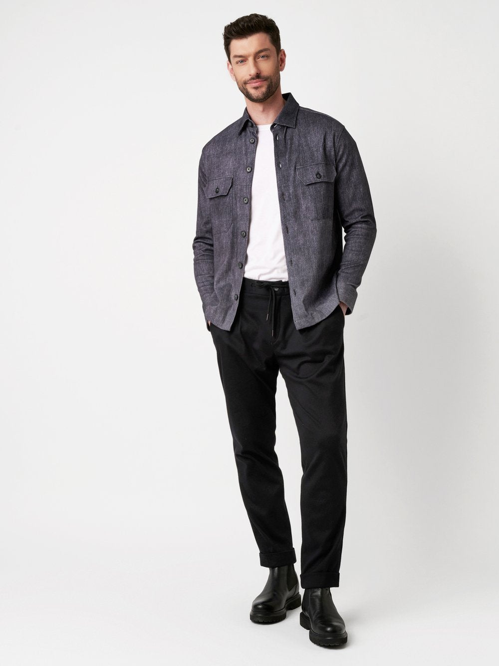 Casual overshirt Kent Navy Denim