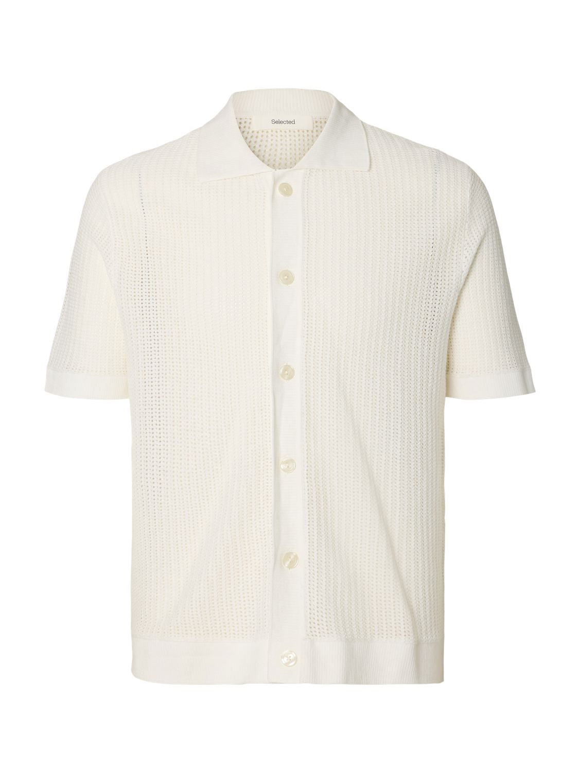 Slhshane Ss Open Struc Polo Cardigan Egret