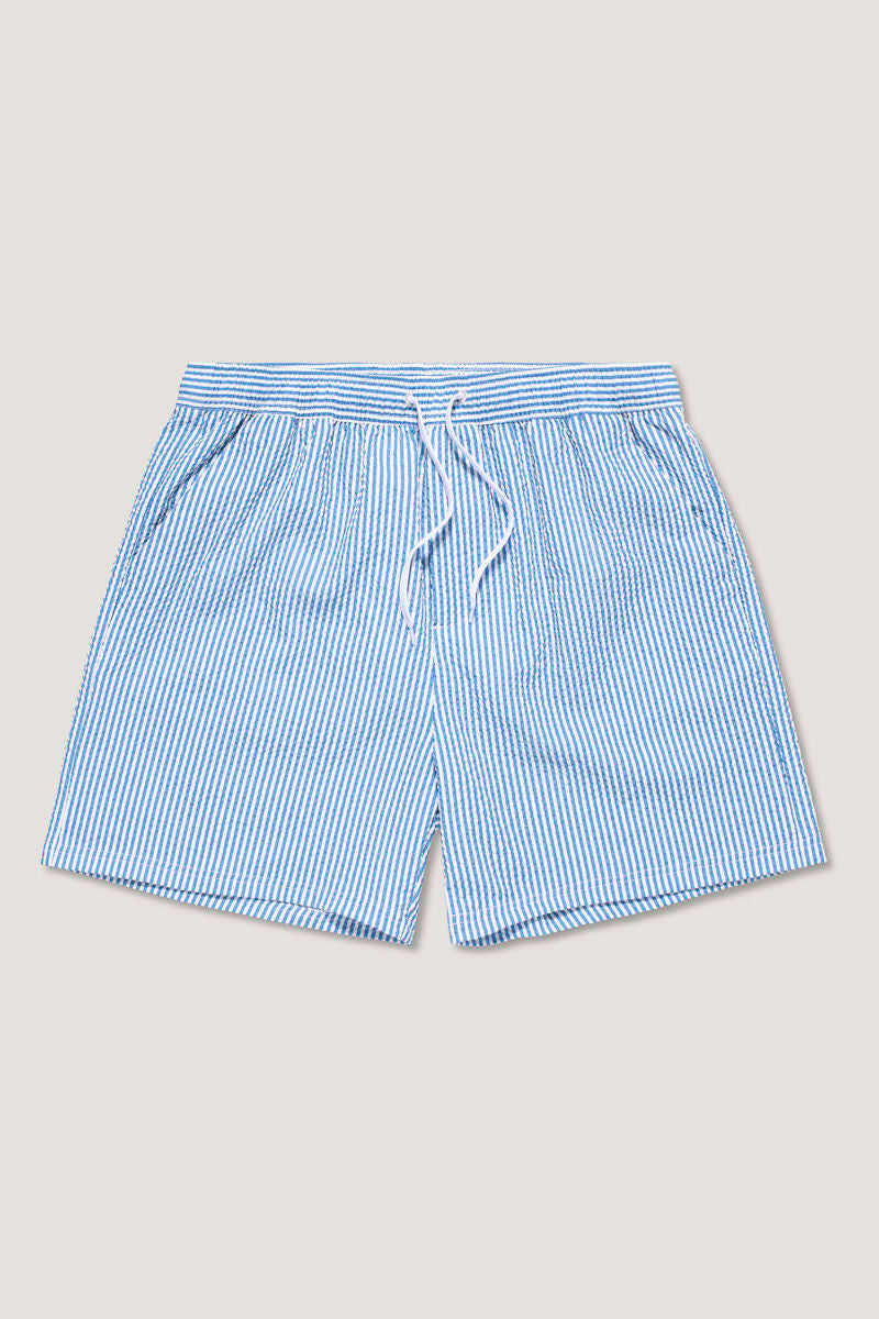 Seersucker Swimshort Greek Blue/White