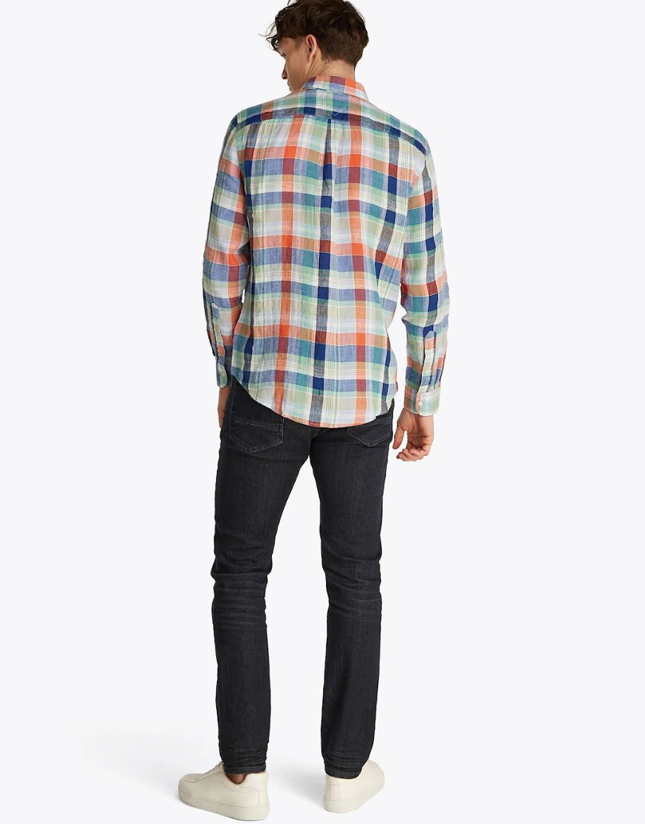 LINEN SUMMER MADRAS RF SHIRT Brilliant Orange / Check