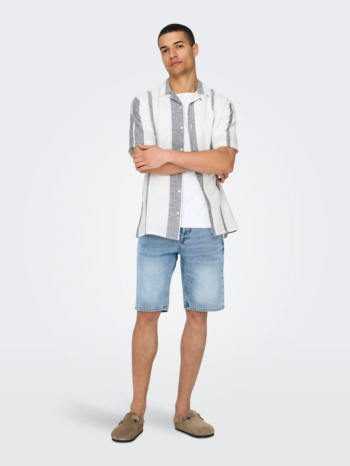 Onscaiden Life Stripe Res Linenblendnoos Cloud Dancer