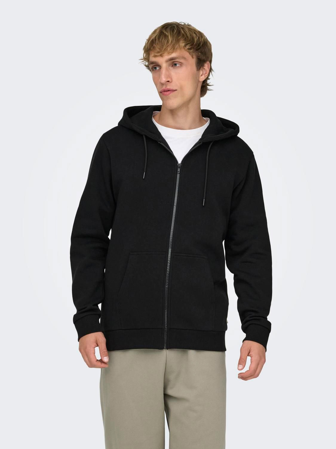 Onsceres Zip Thr. Hoodie Sweat Noos Black