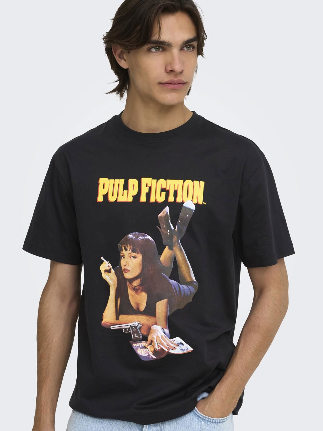Onspulp Fiction Life Rlx Ss Lic Tee Jet Black Woman