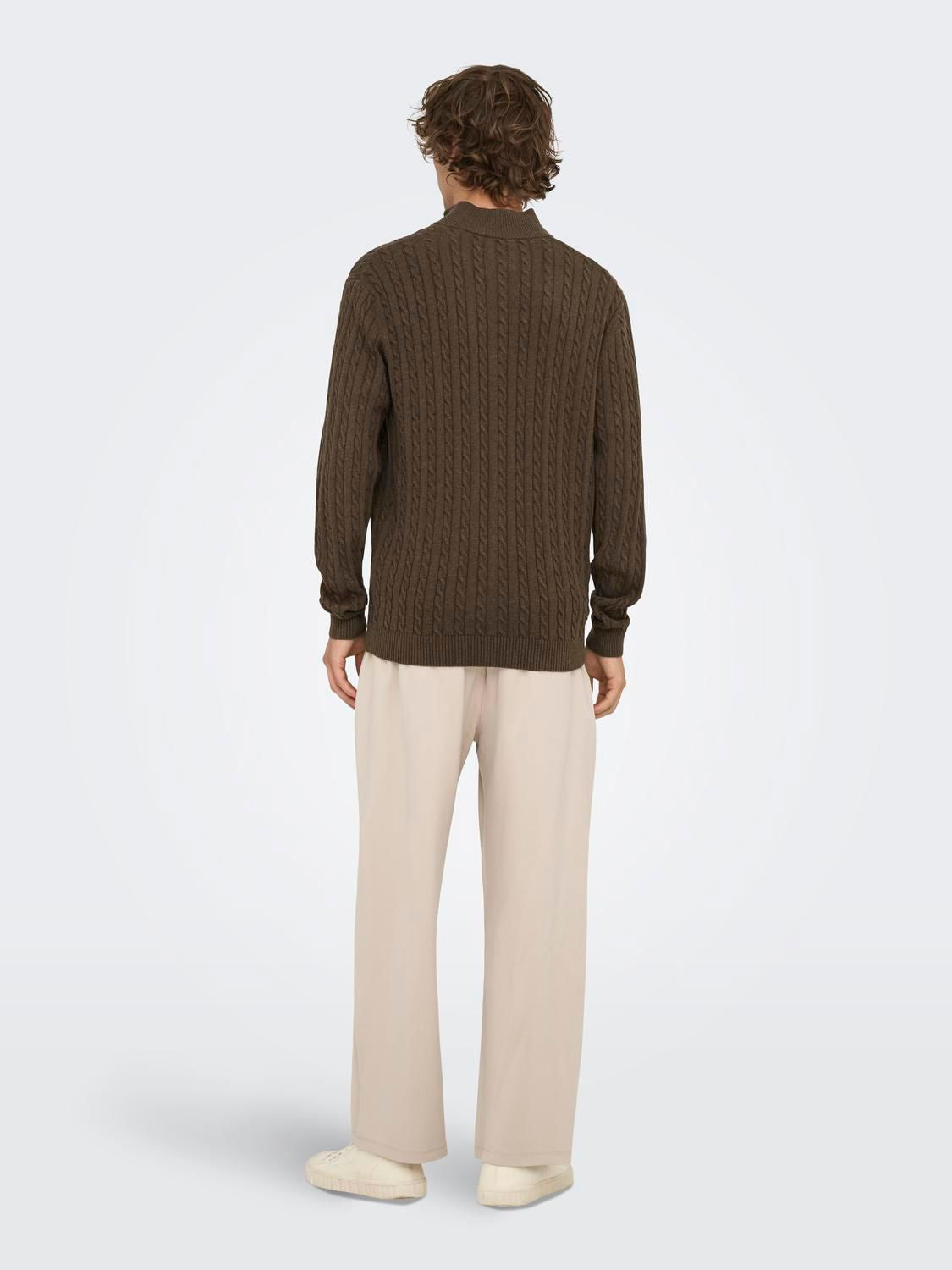 Onsloui Reg 12 Cabel Half Zip Knit Noos Coffee Bean Melange