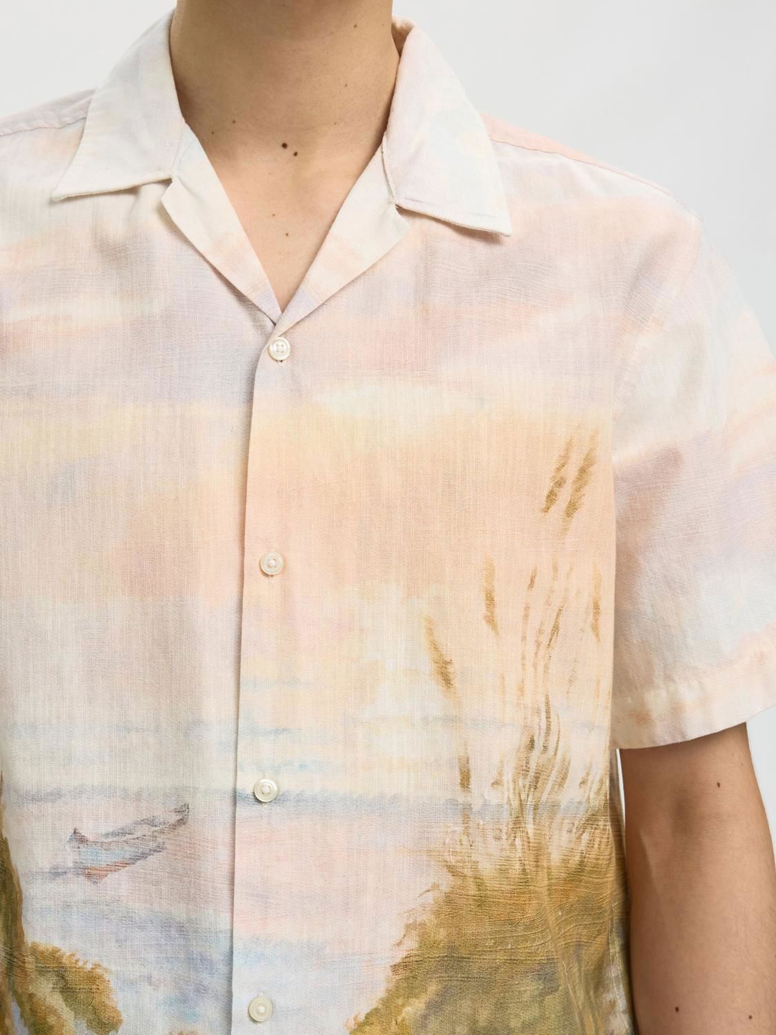 Slhregkelso Sunset Ss Shirt Dusty Blue Boat
