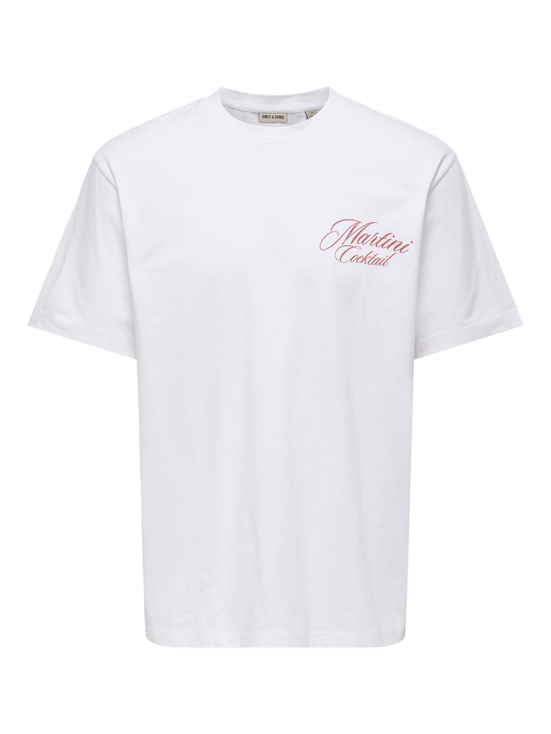 Onsfred Life Rlx Ss Print Tee Noos Bright White Martini