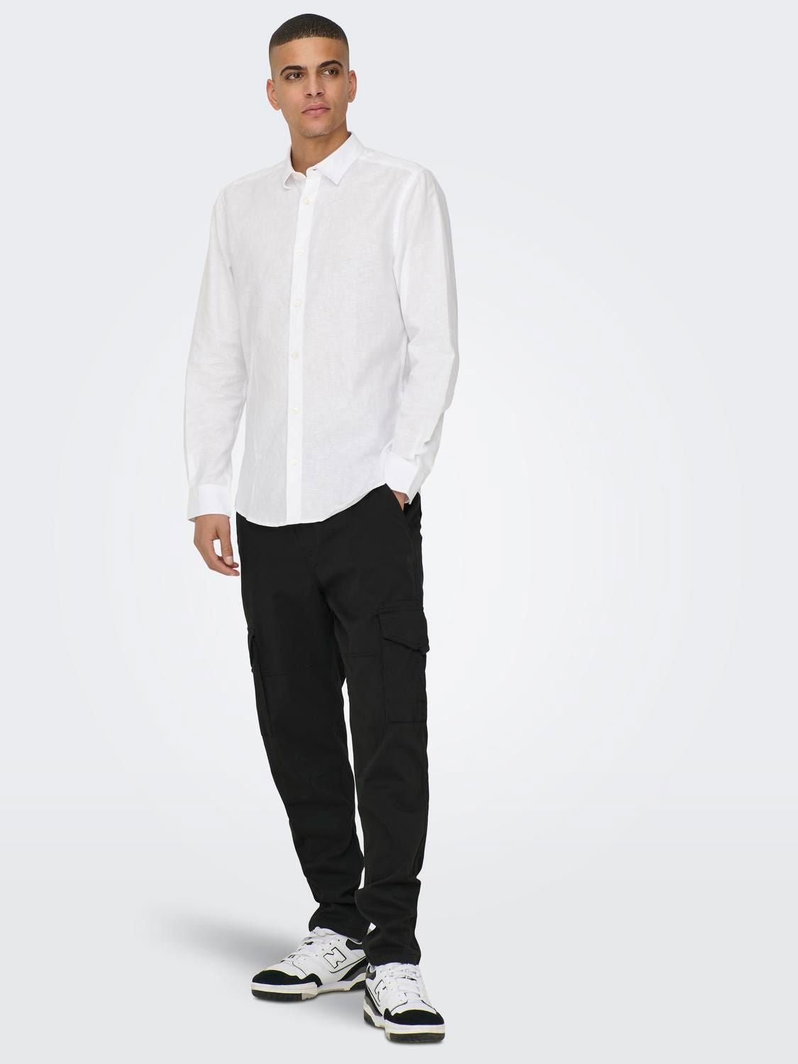 Onscaiden Life Ls Solid Linen Blend Noos White