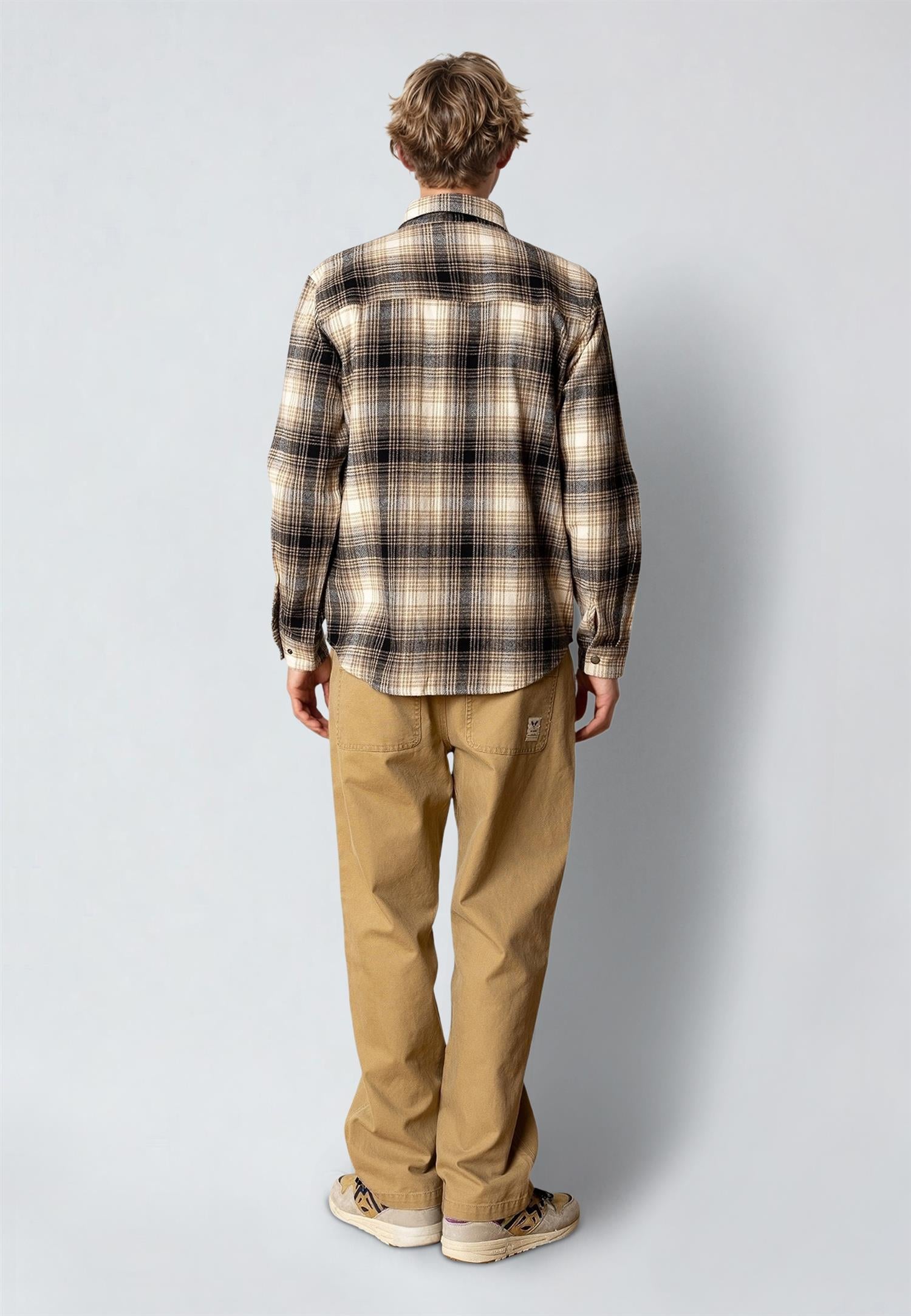 Adrian cotton check shirt Sand