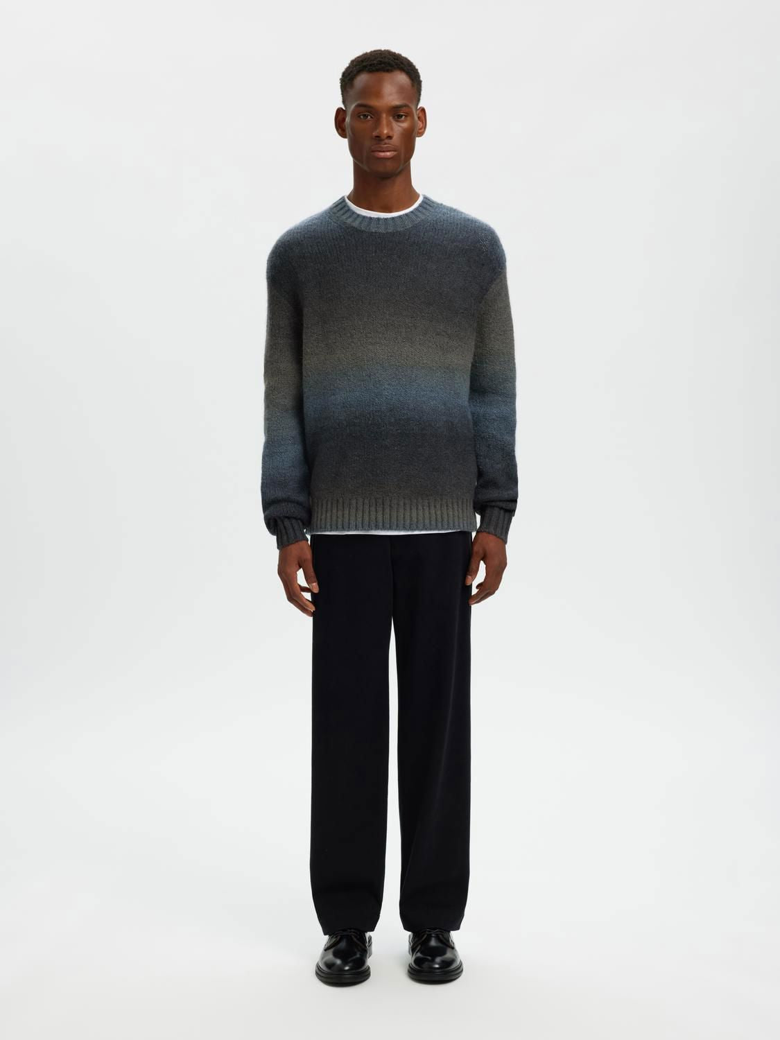 Slhgaard Relaxed Ls Knit Crew Neck Noos Sky Captain Multi Color