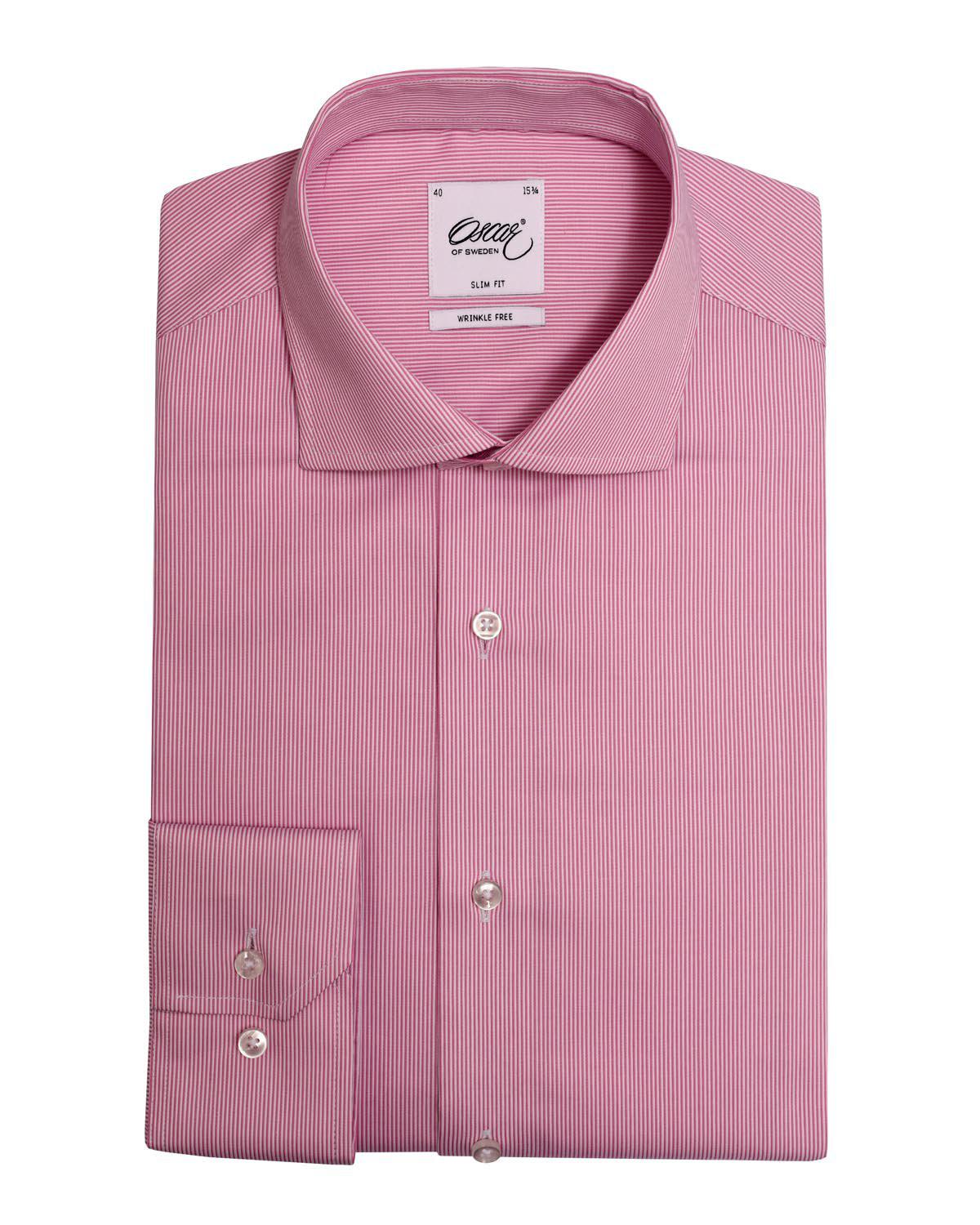 Slim Fit Skjorte – Rosa Finstripet 134 Hot Pink Stripe