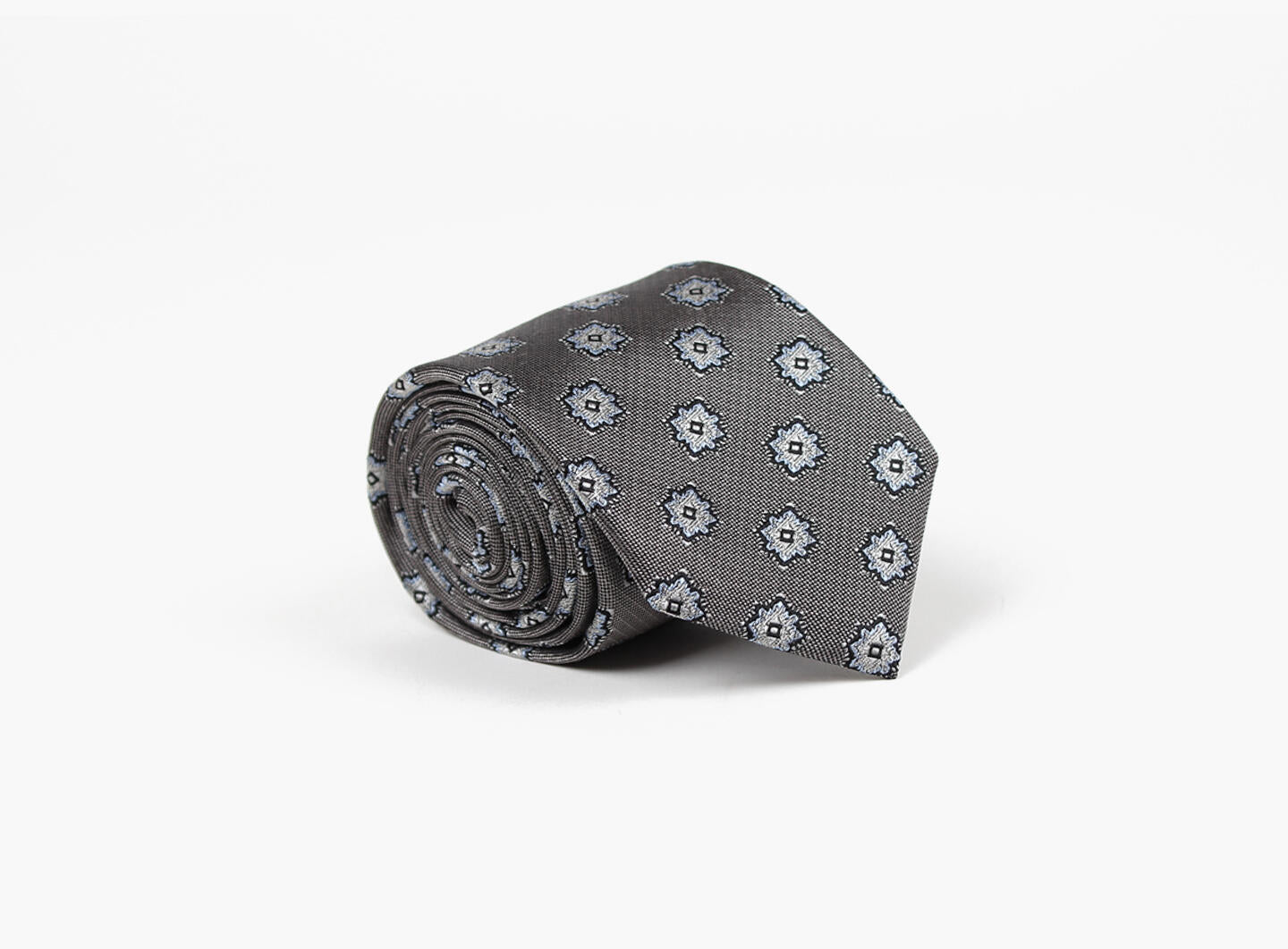 Silk 100% tie 7.6 cm Grey