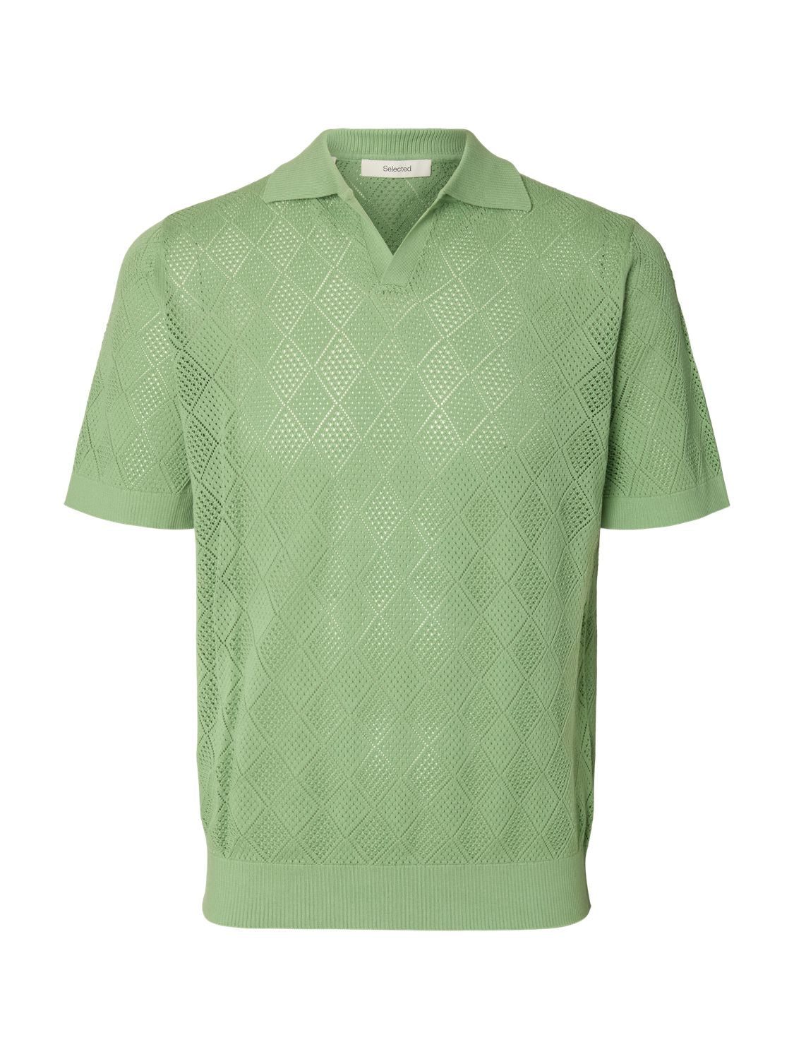 Slharco Ss Knit Structure Open Polo Aspen Green