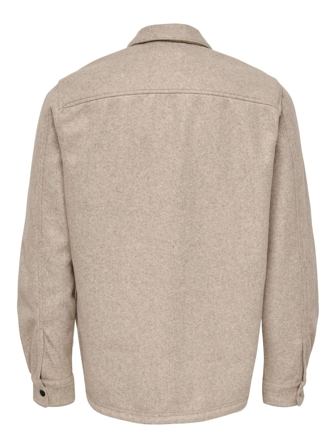 Onsash Ovr Woolen Look Pkt Ls Shirt Noos Chinchilla